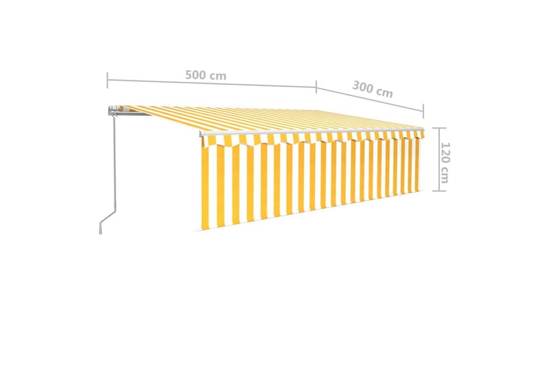 Manuell uttrekkbar markise rullegardin og LED 5x3 m - Gul - Hagemøbler - Solbeskyttelse - Markiser - Vindusmarkise