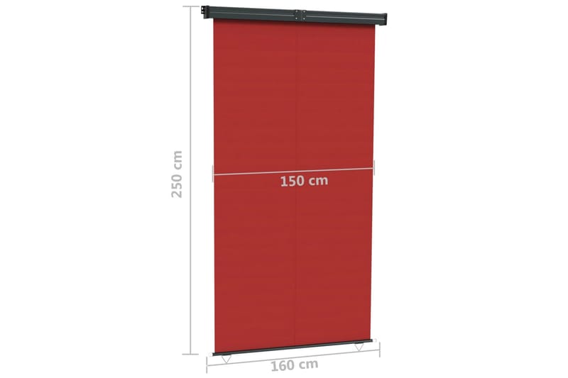 Sidemarkise for balkong 160x250 cm rød - Rød - Vindusmarkise - Markiser - Solbeskyttelse vindu