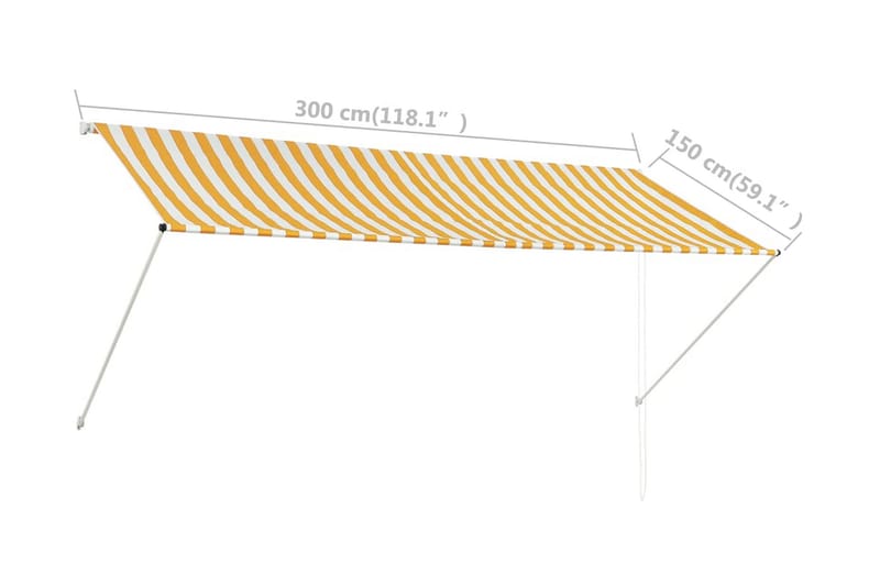 Uttrekkbar markise 300x150 cm gul og hvit - Hagemøbler - Solbeskyttelse - Markiser - Balkongmarkise