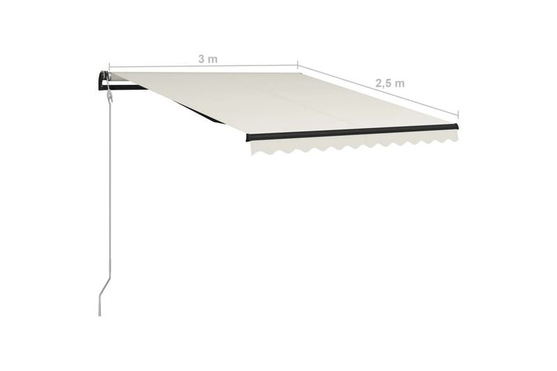 Uttrekkbar markise med vindsensor & LED 300x250 cm kremhvit - Vindusmarkise - Markiser - Solbeskyttelse vindu