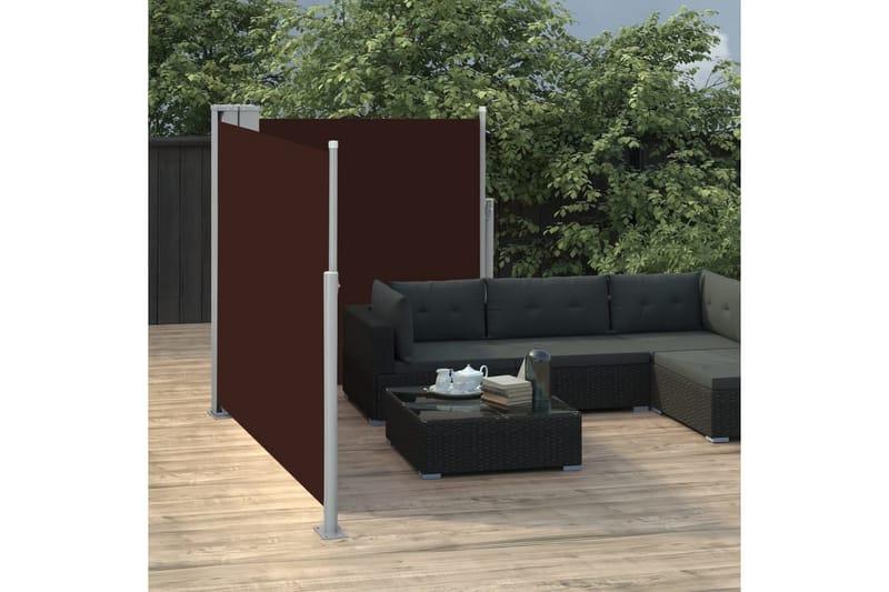 Uttrekkbar sidemarkise 100x600 cm brun - Hagemøbler - Solbeskyttelse - Markiser - Balkongmarkise