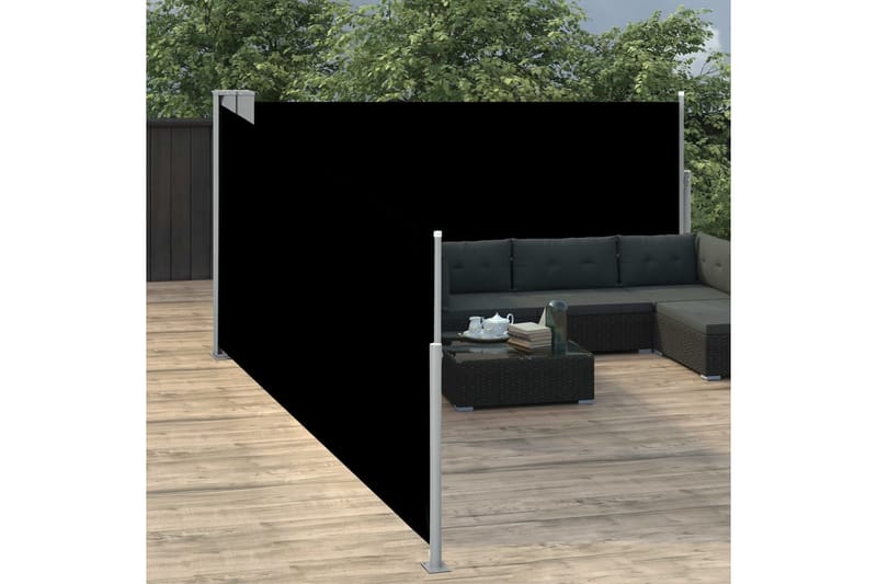 Uttrekkbar sidemarkise 120x1000 cm svart - Hagemøbler - Solbeskyttelse - Markiser - Balkongmarkise