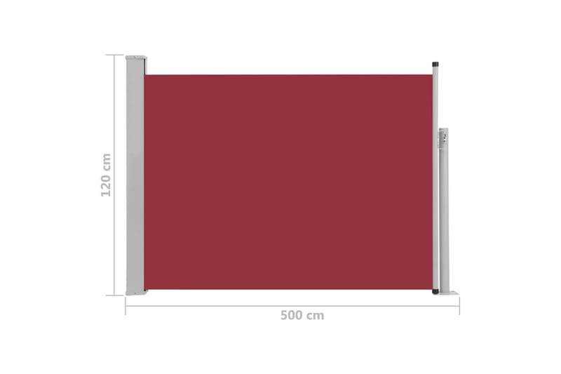 Uttrekkbar sidemarkise 120x500 cm rød - Hagemøbler - Solbeskyttelse - Markiser - Balkongmarkise