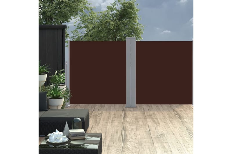 Uttrekkbar sidemarkise 120x600 cm brun - Hagemøbler - Solbeskyttelse - Markiser - Balkongmarkise