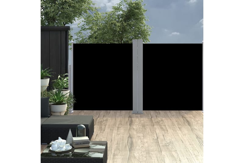 Uttrekkbar sidemarkise 120x600 cm svart - Hagemøbler - Solbeskyttelse - Markiser - Balkongmarkise