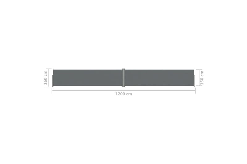 Uttrekkbar sidemarkise 160x1200 cm antrasitt - Antrasittgrå - Balkongmarkise - Markiser - Sidemarkise - Balkongbeskyttelse