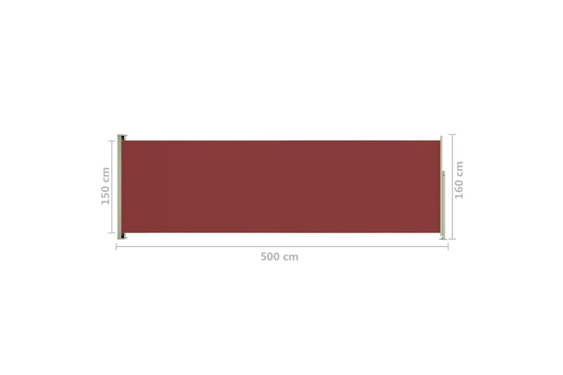 Uttrekkbar sidemarkise 160x500 cm rød - Rød - Balkongmarkise - Markiser - Sidemarkise - Balkongbeskyttelse