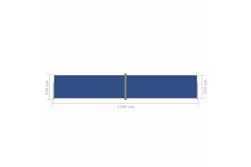 Uttrekkbar sidemarkise 220x1200 cm blå - Blå - Hagemøbler - Solbeskyttelse - Markiser - Balkongmarkise