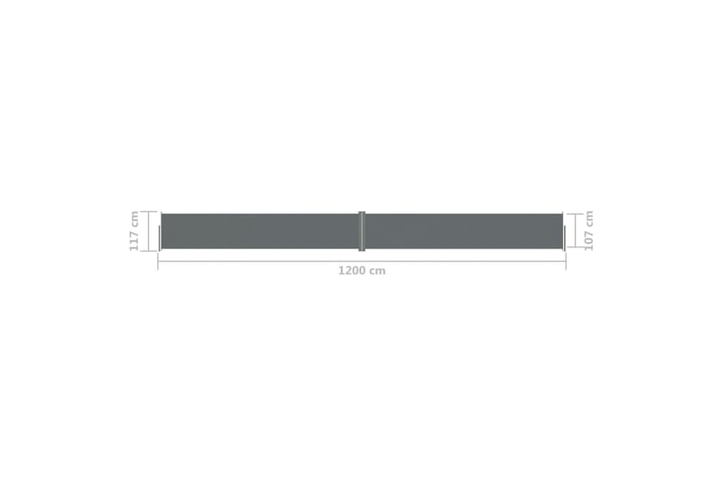 Uttrekkbar sidemarkise antrasitt 117x1200 cm - Antrasittgrå - Balkongmarkise - Markiser - Sidemarkise - Balkongbeskyttelse