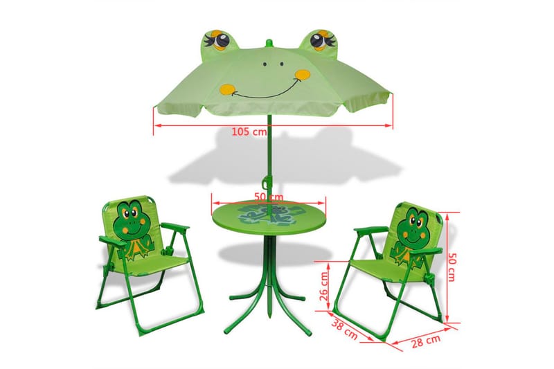 Hagegruppe til barn med parasoll 3 deler grønn - Grønn - Hagemøbler - Solbeskyttelse - Parasoller