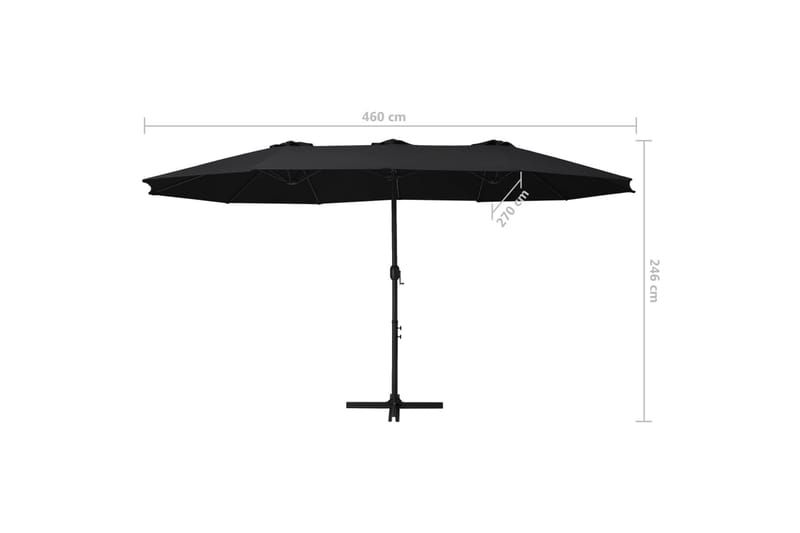 Parasol med aluminiumsstang 460x270 cm svart - Hagemøbler - Solbeskyttelse - Parasoller