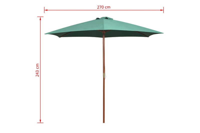 Parasoll 270x270 cm trestang grønn - Grønn - Hagemøbler - Solbeskyttelse - Parasoller