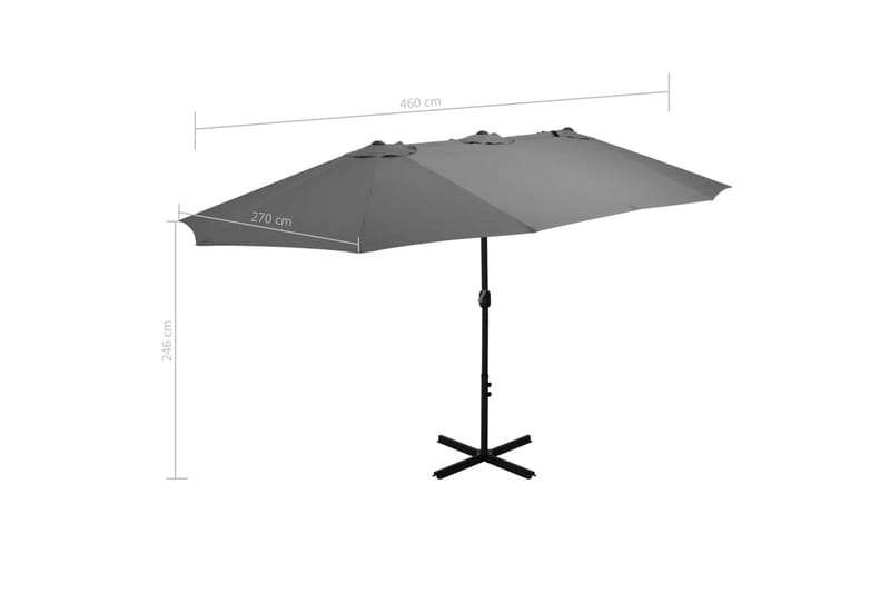 Parasoll med aluminiumsstang 460x270 cm antrasitt - Hagemøbler - Solbeskyttelse - Parasoller