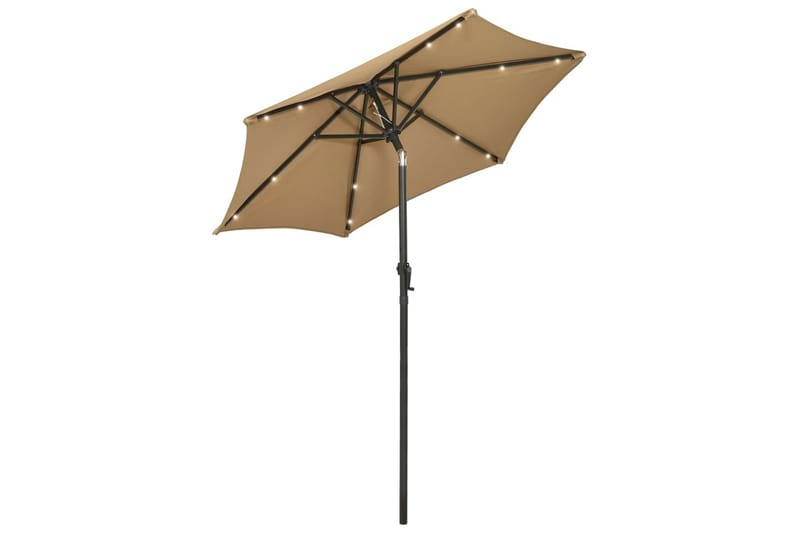 Parasoll med LED-lys gråbrun 200x211 cm aluminium - Taupe - Hagemøbler - Solbeskyttelse - Parasoller