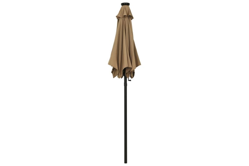 Parasoll med LED-lys gråbrun 200x211 cm aluminium - Taupe - Hagemøbler - Solbeskyttelse - Parasoller