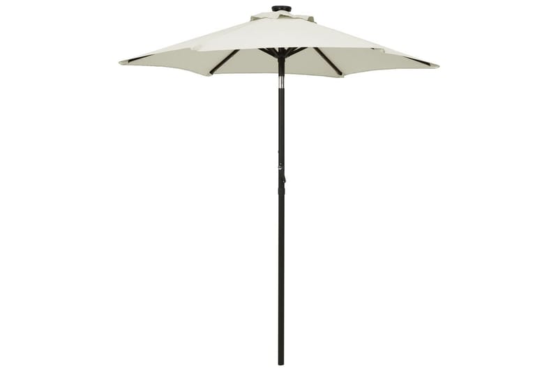 Parasoll med LED-lys sand 200x211 cm aluminium - Hagemøbler - Solbeskyttelse - Parasoller