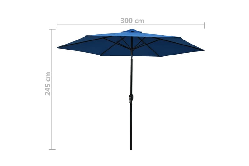 Parasoll med metallstang 300 cm asur - Hagemøbler - Solbeskyttelse - Parasoller