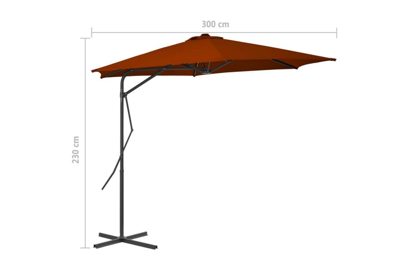 Parasoll med stålstang terrakotta 300x230 cm - Hagemøbler - Solbeskyttelse - Parasoller