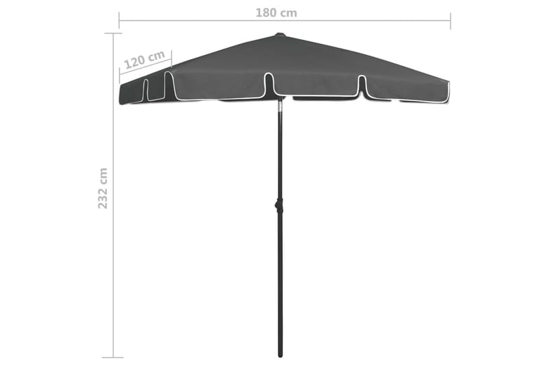 Strandparasoll antrasitt 180x120 cm - Antrasittgrå - Hagemøbler - Solbeskyttelse - Parasoller