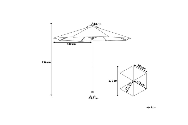 Tuscany Ii Parasoll 254 cm - Blå - Hagemøbler - Solbeskyttelse - Parasoller