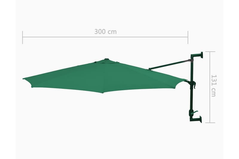 Veggmontert parasoll med stålstang 300 cm grønn - Hagemøbler - Solbeskyttelse - Parasoller