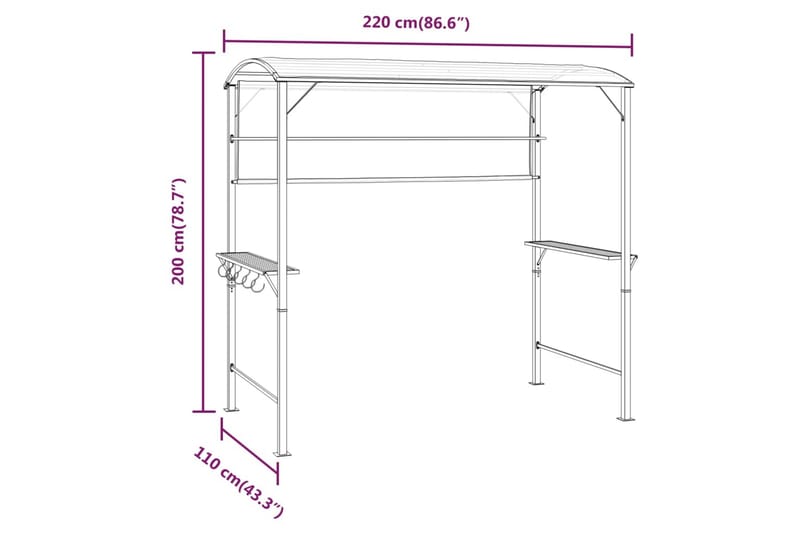 beBasic Paviljong med tak 220x110x200 cm kremhvit - Krem - Komplett paviljong