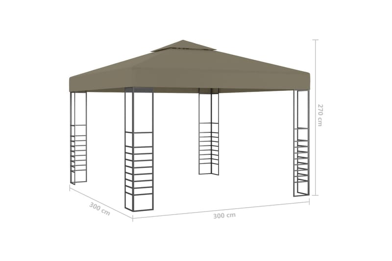 Hagepaviljong med lysslynge 3x3 m gråbrun 180 g/m² - Taupe - Hagemøbler - Solbeskyttelse - Paviljonger - Komplett paviljong