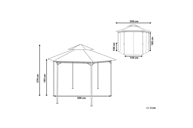 Dergano Paviljong Sexkantig 350 cm - Grå - Hagemøbler - Solbeskyttelse - Paviljonger - Komplett paviljong