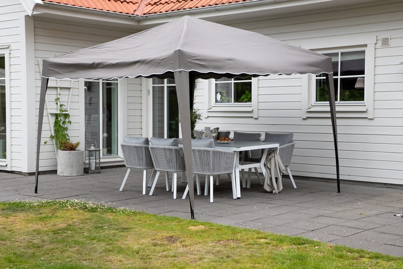 Easy up Paviljong 295x295 cm - Hvit/brun - Hagemøbler - Solbeskyttelse - Paviljonger - Komplett paviljong