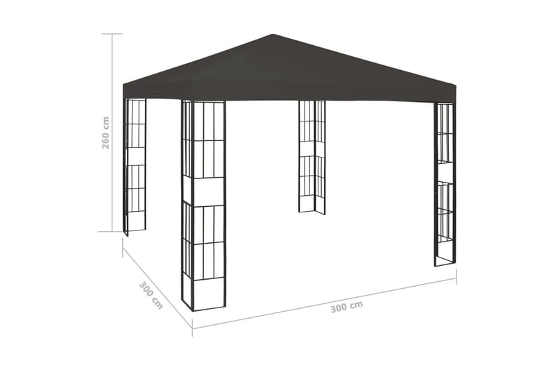 Paviljong 3x3 m antrasitt - Grå - Hagemøbler - Solbeskyttelse - Paviljonger - Komplett paviljong