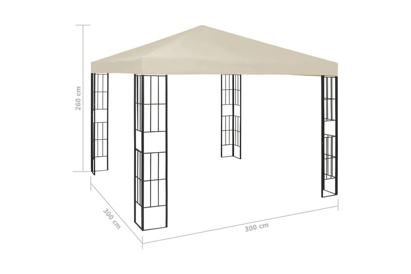 Paviljong 3x3 m kremhvit - Krem - Hagemøbler - Solbeskyttelse - Paviljonger - Komplett paviljong