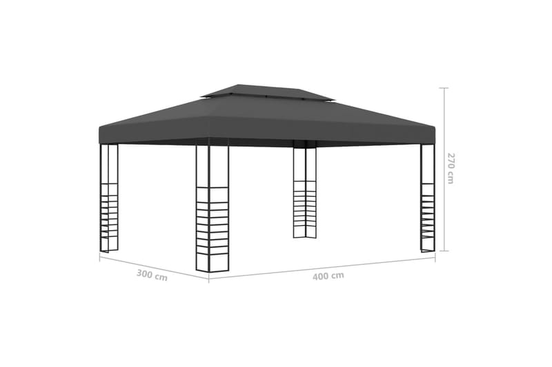 Paviljong 3x4 m antrasitt - Grå - Hagemøbler - Solbeskyttelse - Paviljonger - Komplett paviljong