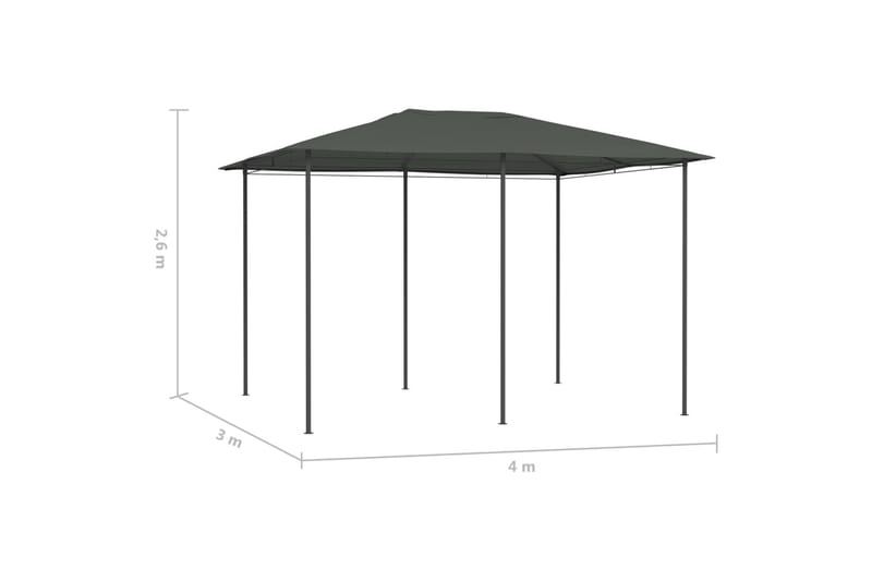 Paviljong 3x4x2,6 m antrasitt 160 g/m² - Antrasittgrå - Hagemøbler - Solbeskyttelse - Paviljonger - Komplett paviljong