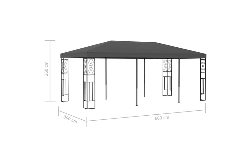 Paviljong 3x6 m antrasitt stoff - Hagemøbler - Solbeskyttelse - Paviljonger - Komplett paviljong