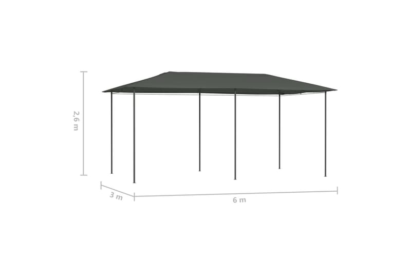 Paviljong 3x6x2,6 m antrasitt 160 g/m² - Antrasittgrå - Hagemøbler - Solbeskyttelse - Paviljonger - Komplett paviljong