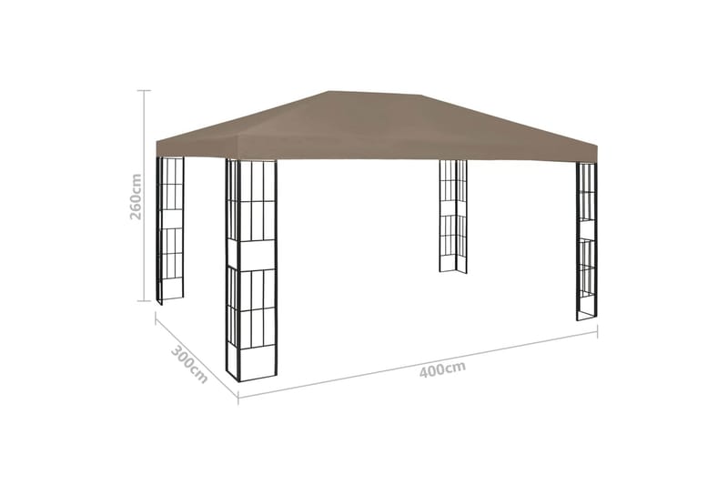 Paviljong 4x3 m gråbrun - Taupe - Hagemøbler - Solbeskyttelse - Paviljonger - Komplett paviljong