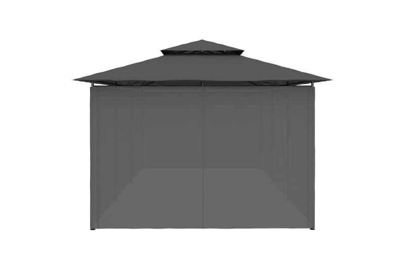 Paviljong med gardiner 600x298x270 cm antrasitt - Grå - Hagemøbler - Solbeskyttelse - Paviljonger - Komplett paviljong