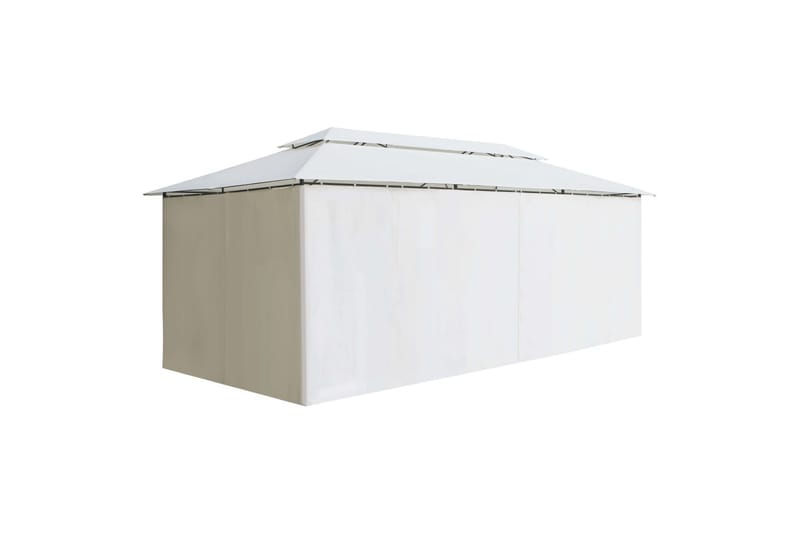 Paviljong med gardiner 600x298x270 cm hvit 180g/m² - Hvit - Komplett paviljong