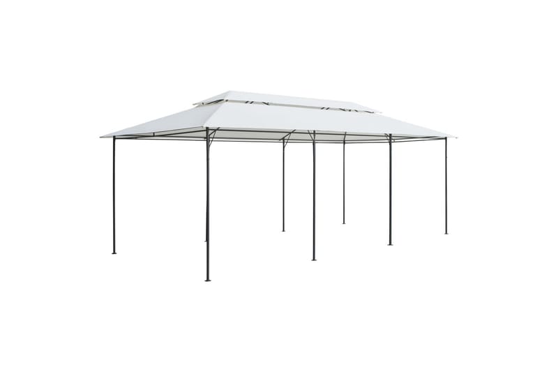 Paviljong med gardiner 600x298x270 cm hvit 180g/m² - Hvit - Komplett paviljong