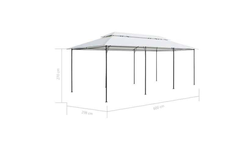 Paviljong med gardiner 600x298x270 cm hvit 180g/m² - Hvit - Komplett paviljong