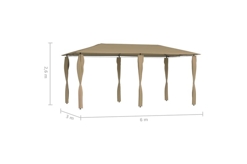 Paviljong med sidevegger 3x6x2,6 m gråbrun 160 g/m² - Taupe - Hagemøbler - Solbeskyttelse - Paviljonger - Komplett paviljong