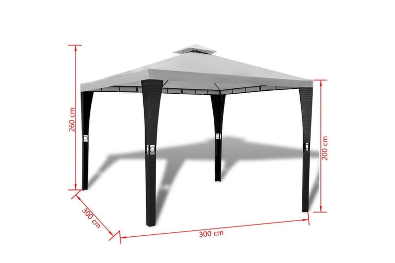 Paviljong med tak 3x3 m kremhvit - Hagemøbler - Solbeskyttelse - Paviljonger - Komplett paviljong