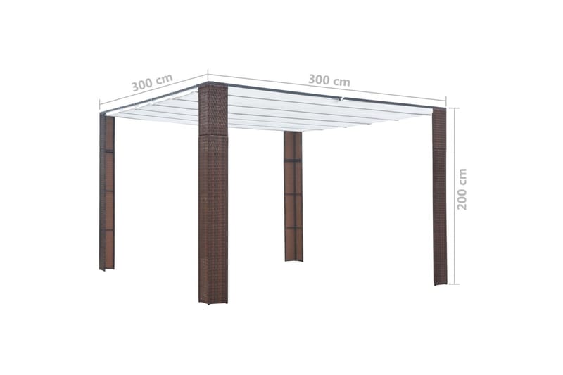 Paviljong med tak polyrotting 300x300x200cm brun og kremhvit - Hagemøbler - Solbeskyttelse - Paviljonger - Komplett paviljong