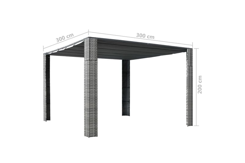 Paviljong med tak polyrotting 300x300x200cm grå og antrasitt - Hagemøbler - Solbeskyttelse - Paviljonger - Komplett paviljong