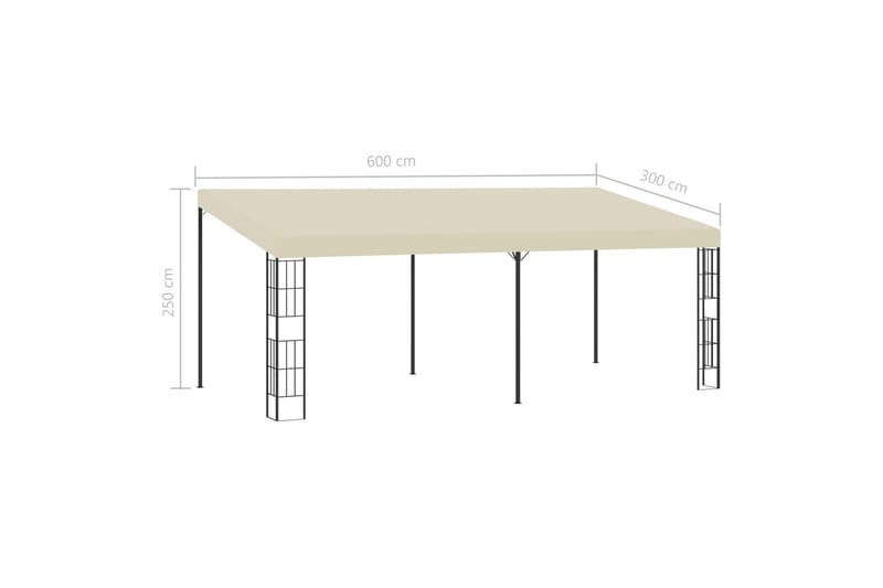 Veggmontert paviljong 3x6 m kremhvit stoff - Hagemøbler - Solbeskyttelse - Paviljonger - Komplett paviljong