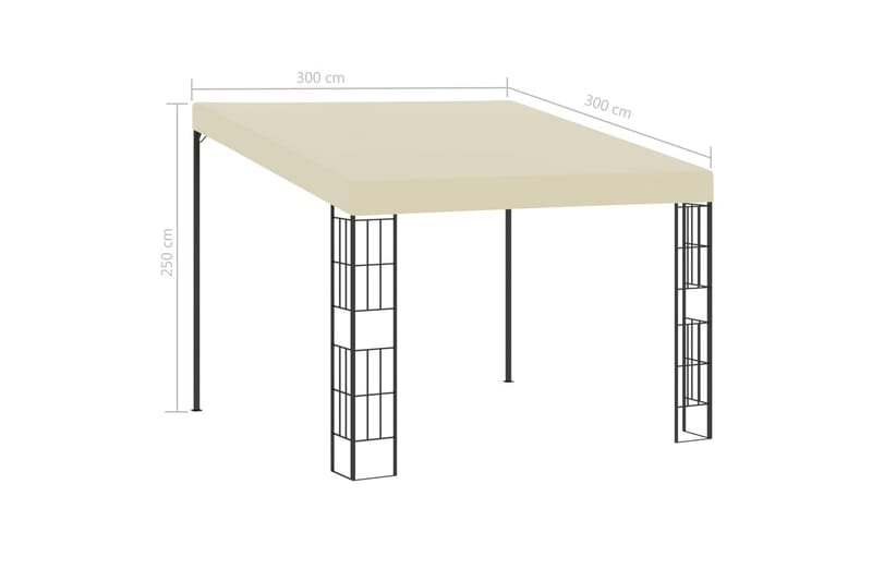 Veggmontert paviljong 3x3 m kremhvit stoff - Hagemøbler - Solbeskyttelse - Paviljonger - Komplett paviljong