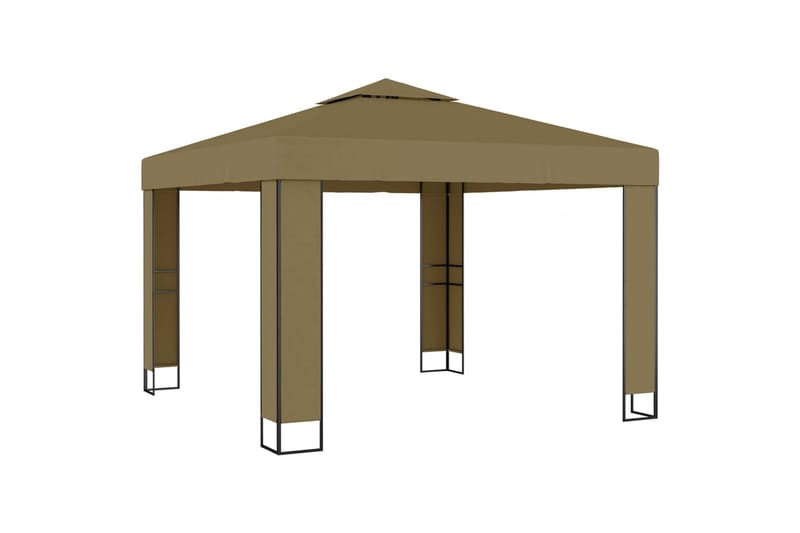 Paviljong med dobbelt tak og lysslynge 3x3x2,7m 180g/m² - Taupe - Hagemøbler - Solbeskyttelse - Paviljonger - Komplett paviljong