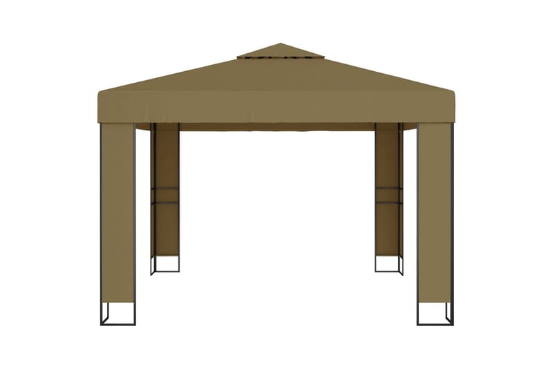 Paviljong med dobbelt tak og lysslynge 3x3x2,7m 180g/m² - Taupe - Hagemøbler - Solbeskyttelse - Paviljonger - Komplett paviljong