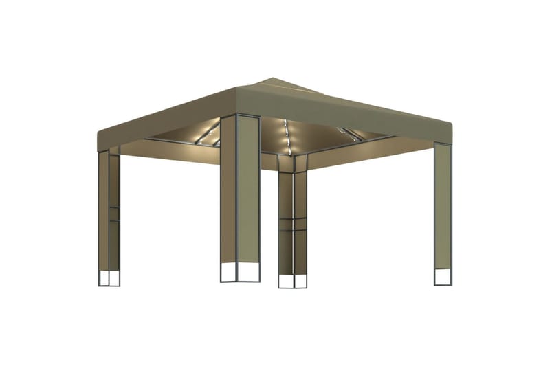 Paviljong med dobbelt tak og lysslynge 3x3x2,7m 180g/m² - Taupe - Hagemøbler - Solbeskyttelse - Paviljonger - Komplett paviljong