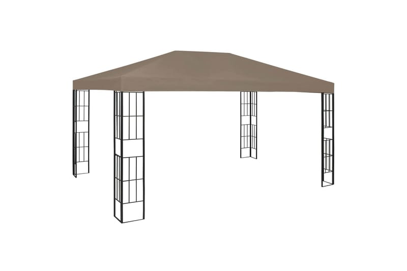 Paviljong med lysslynge 4x3 m gråbrun - Taupe - Hagemøbler - Solbeskyttelse - Paviljonger - Komplett paviljong